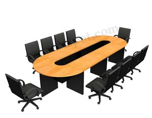 โต๊ะประชุม CF-4 (10-12 ที่นั่ง) : ขนาดโดยรวม 440 X 140 X 75 ซม. 