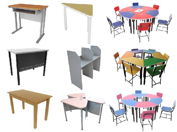 โต๊ะสี่เหลี่ยมคางหมู โต๊ะเรียนแบบกลุ่ม โต๊ะ SOUND LAB โต๊ะเรียนนักศึกษา