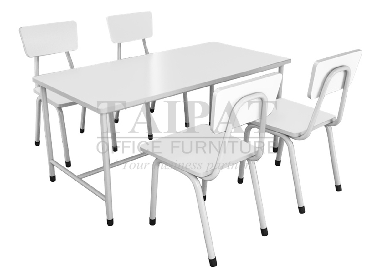 โต๊ะเก้าอี้นักเรียนอนุบาล 4 ที่นั่ง T-CH-0004 (ไม้อัดยางปิดลามิเนต)