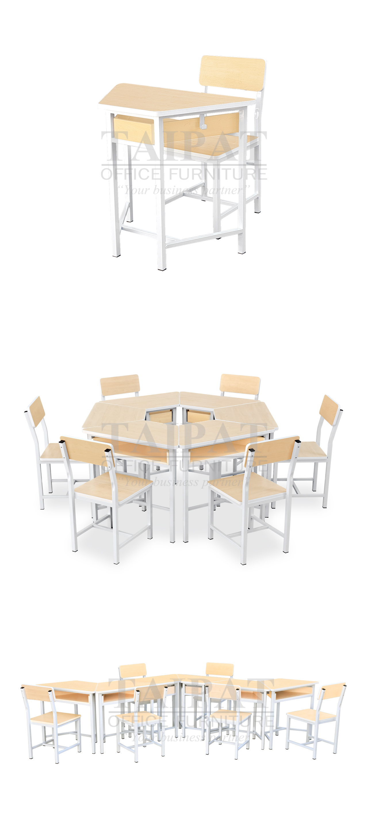 โต๊ะสี่เหลี่ยมคางหมูสำหรับเด็ก (ประถม1-3) T-1007PB-CH-0222