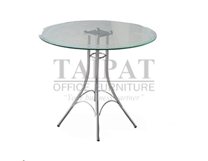 โต๊ะกลมกระจกขาเหล็กชุบโครเมี่ยม รุ่น MNG-80G