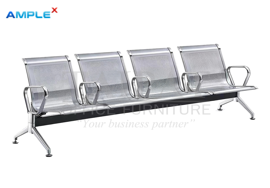 เก้าอี้พักคอยสแตนเลส 4 ที่นั่ง (เสริมแขน) AX-15318-4S