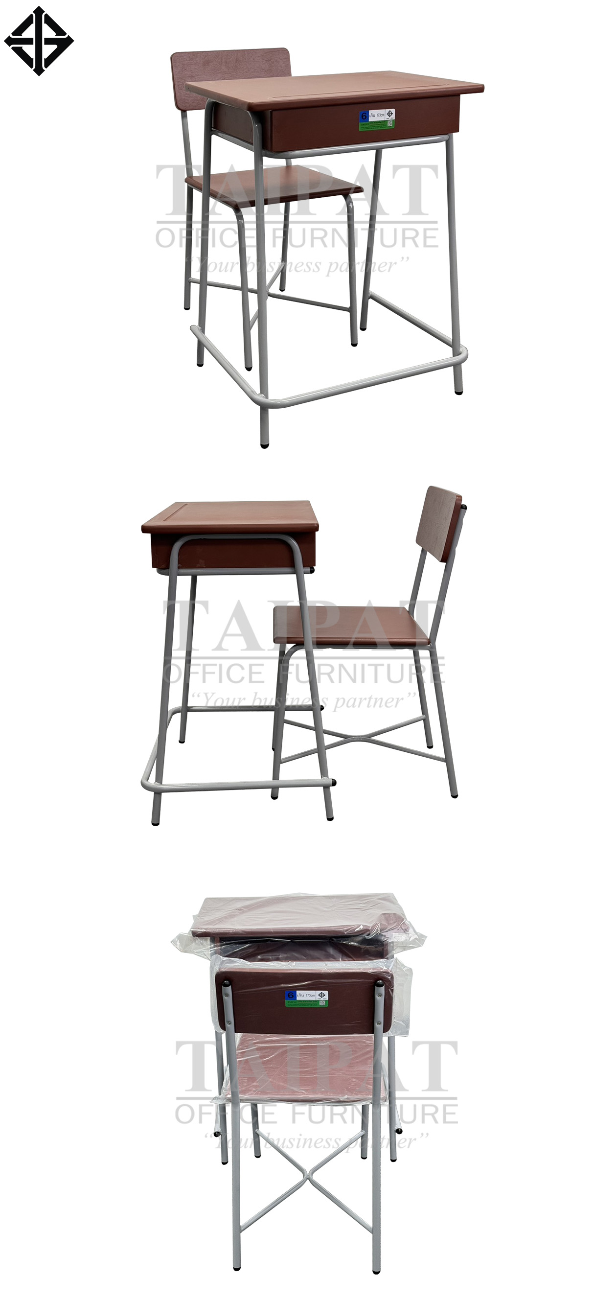 ชุดโต๊ะและเก้าอี้นักเรียน มอก. ระดับ 6 (มัธยม) D-CH-006MDF