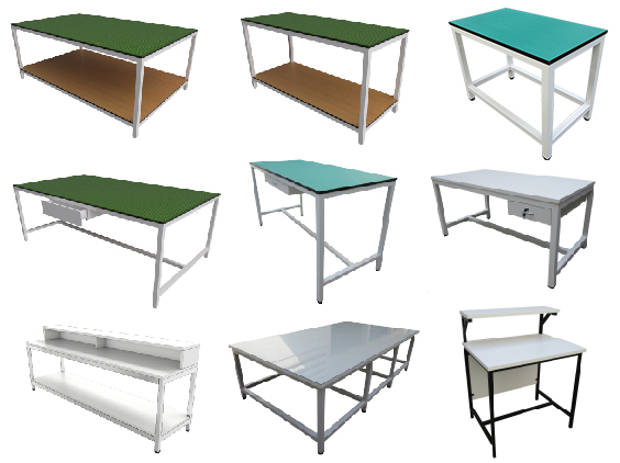 โต๊ะปฏิบัติการ โต๊ะอุตสาหกรรม โต๊ะช่าง โต๊ะทำงานแบบยืนในโรงงาน ตู้เก็บของในโรงงาน Industrial Furniture